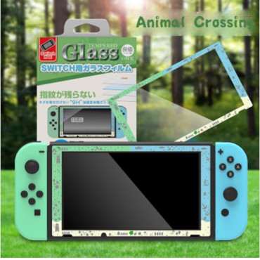 IINE Anti-Fingerprint Screen Protector For Nintendo Switch Animal Crossing 9H Hardness 0.2mm Thickness Tempered Glass Film